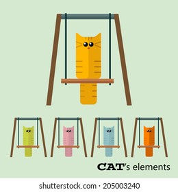 Vector color cats flat elements. Eps 10