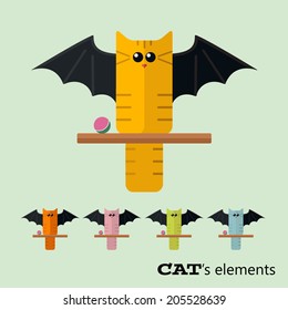 Vector color cats flat elements. Eps 10