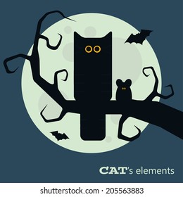 Vector color cats flat elements. Eps10