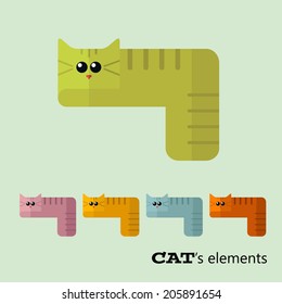 Vector color cats flat elements. Eps 10