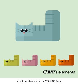 Vector color cats flat elements. Eps 10