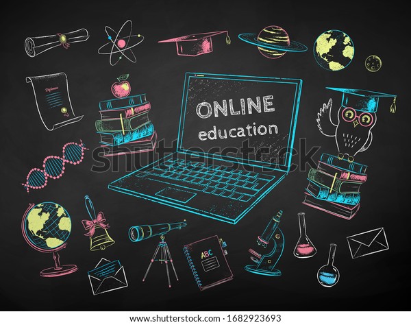 Vector Color Chalk Drawn Illustration Set Stock Vector (Royalty Free ...