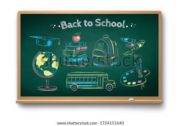 Vector Color Chalk Drawn Illustration Collection Stock Vector (Royalty ...