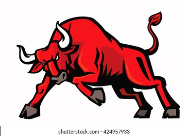 vector color charging bull emblem on white background
