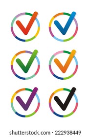 Vector color check marks icons. Set on white background. 