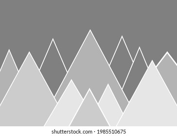 Vector color children hand drawn doodle mountain illustration in scandinavian style. Mountain landscape. Children's wallpaper. Mountainscape, children's room design, wall decor.