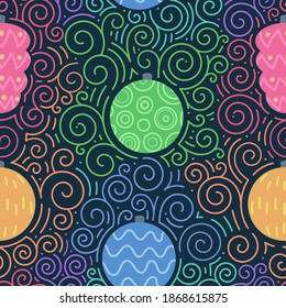 Vector Color Christmas Balls Seamless Pattern