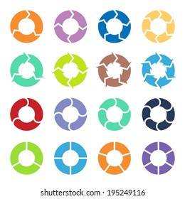 Vector color circle arrows for infographic. Template for diagram, graph, presentation and chart. Business concept with three, four, five and six options, parts, steps or processes.