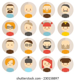 Vector color circle icon set avatar people 