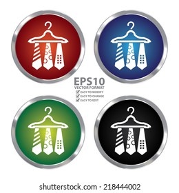 Vector : Color Circle Metallic Necktie Hanger Button Icon or Button Isolated on White Background