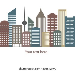 Vector color city silhouette on the white background