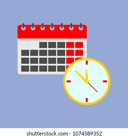 Vector color clock icon and calendar. Time Management Icon