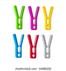 Vector Color Clothes Pins on a white background