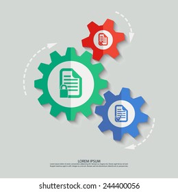 Vector color cogwheels with document icons