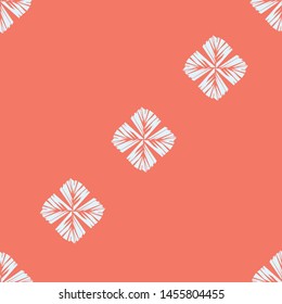 Vector color Coral with light small abstract flowers seamless repeated geometric pattern. Perfect for fabric, wrapping paper, scrapbooking and wallpaper