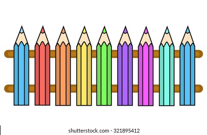 Vector color crayons fence