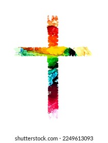 Vector color cross grunge style. Blob cross. Happy easter. Vector illustration