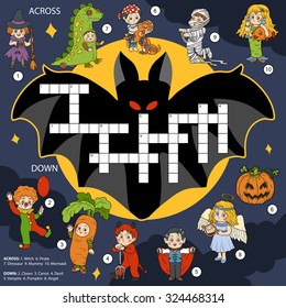 Vector color crossword, education game for children about Halloween