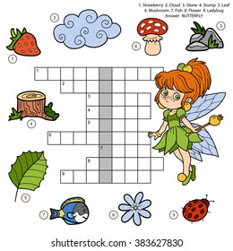 Vector color crossword, education game for children about nature
