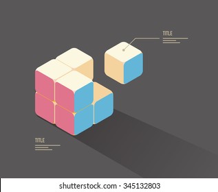 vector color cube puzzle / business infographic template, diagram 