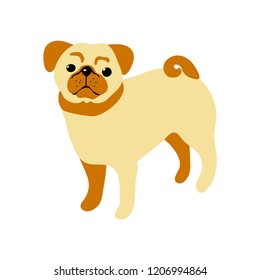 vector color cute pug dog pet animal  cartoon doodle pattern simple childish design for textile paper