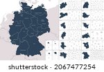 Vector color detailed map of Germany with administrative divisions of the country, each federal states is presented separately in highly detailed and divided into regions