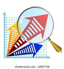 vector color diagram with a magnifying glass