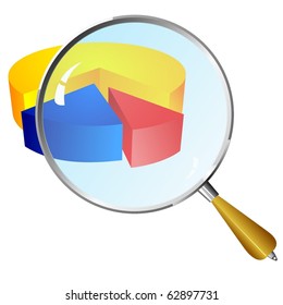 vector color diagram with a magnifying glass