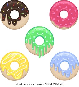 Juego de panaderías de Donuts de color vectorial