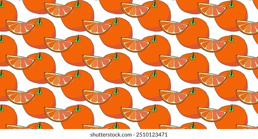 Desenho a cores vetorial de limão de fruta, laranja, trópicos, plantas tropicais, tucano. Padrão contínuo