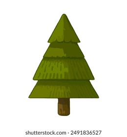 vector color drawing of green spruce. Isolated illustration on white background