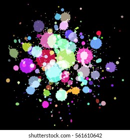 Vector color drops of paint and stains, ink blots