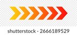 Vector color dynamic arrow png. Accelerating arrow representing dynamism and speed.
