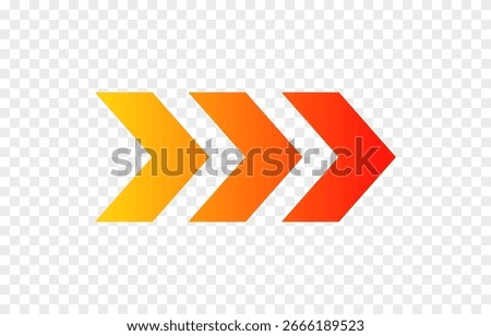 Vector color dynamic arrow png. Accelerating arrow representing dynamism and speed.