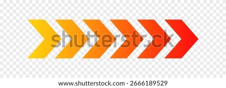 Vector color dynamic arrow png. Accelerating arrow representing dynamism and speed.