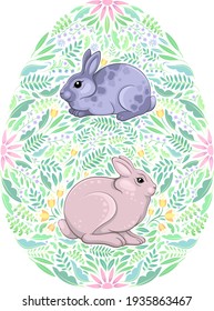 Vector Color Easter Bunnies Illustration