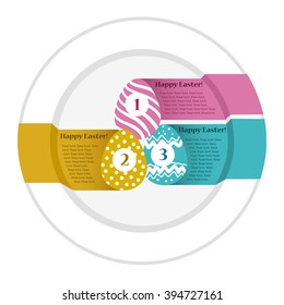vector color Easter eggs and ribbons  on the plate  infographic background