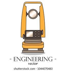 Vector color engineering logo of a theodolite. Geodesy.