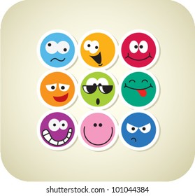 Vector color face icons