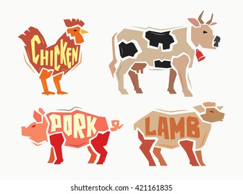 vector color Farm animals with sample text