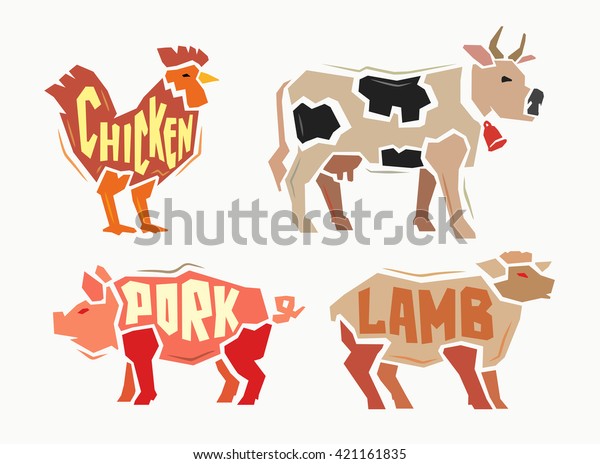 Vector Color Farm Animals Sample Text Stock Vector (Royalty Free) 421161835