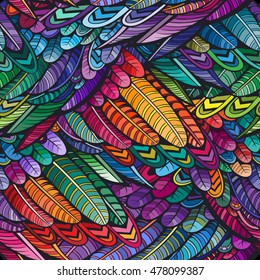 Vector Color Feather Seamless Pattern