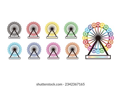vector color Ferris wheel fun