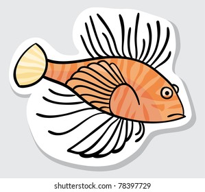 Vector color fish for your design. Sticker. Lion fish.
