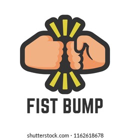 Vector color fist bump flat icon of two clash hand or together fight for business debate, people dispute and punch illustration.