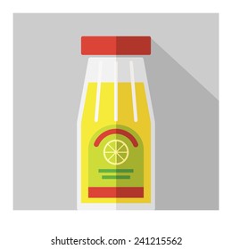 Vector color flat bottle with juice template. Eps10