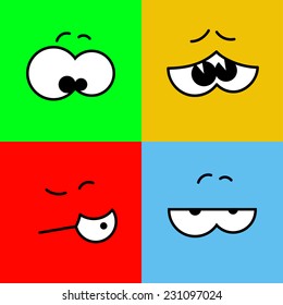 Vector color flat cartoon comic eyes set. Emotion. Eps10