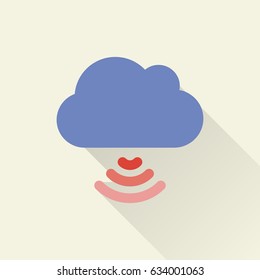 Vector Color Flat Cloud With Wifi Icon. Business Collection