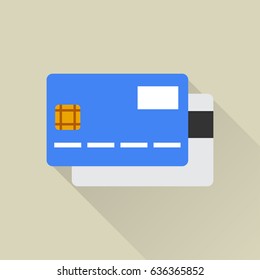 Vector color flat credit card icon. Business collection