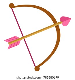 Vector Color Flat Cupid Bow with Love Arrow Icon